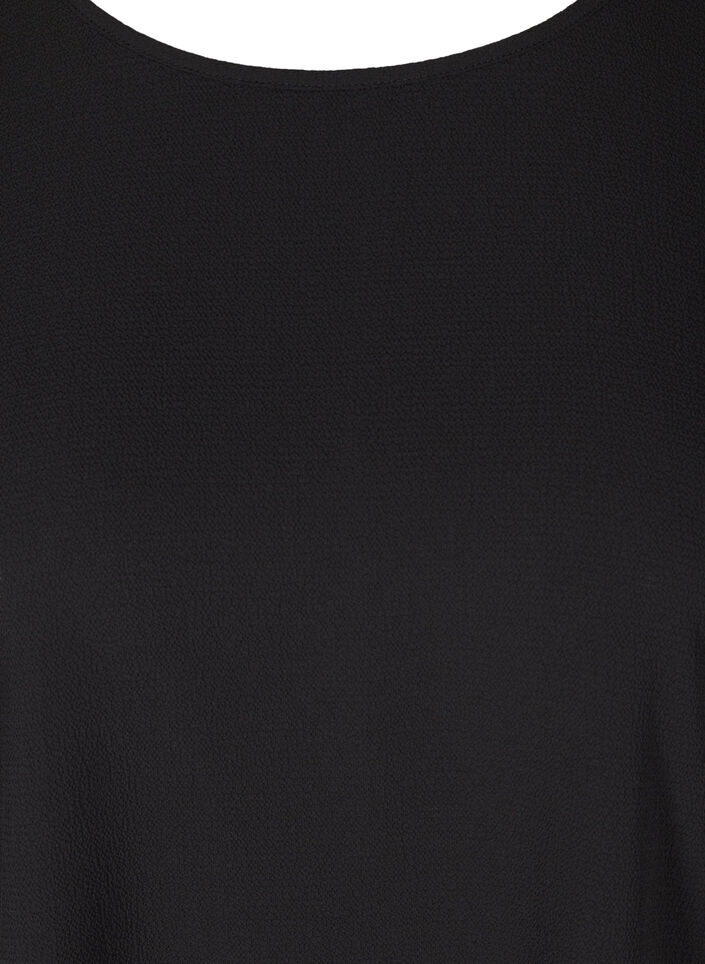 Blouse with short sleeves and a round neckline, Black, Packshot image number 2