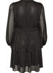 Knee-length dress with sheer stripes and wrap effect, Black, Packshot image number 1