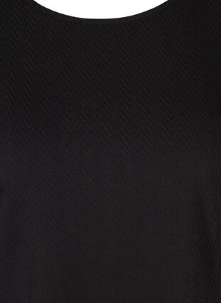 Textured blouse with 3/4 length sleeves, Black, Packshot image number 2