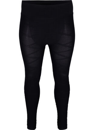 Seamless sport tights with structure pattern, Black, Packshot image number 0