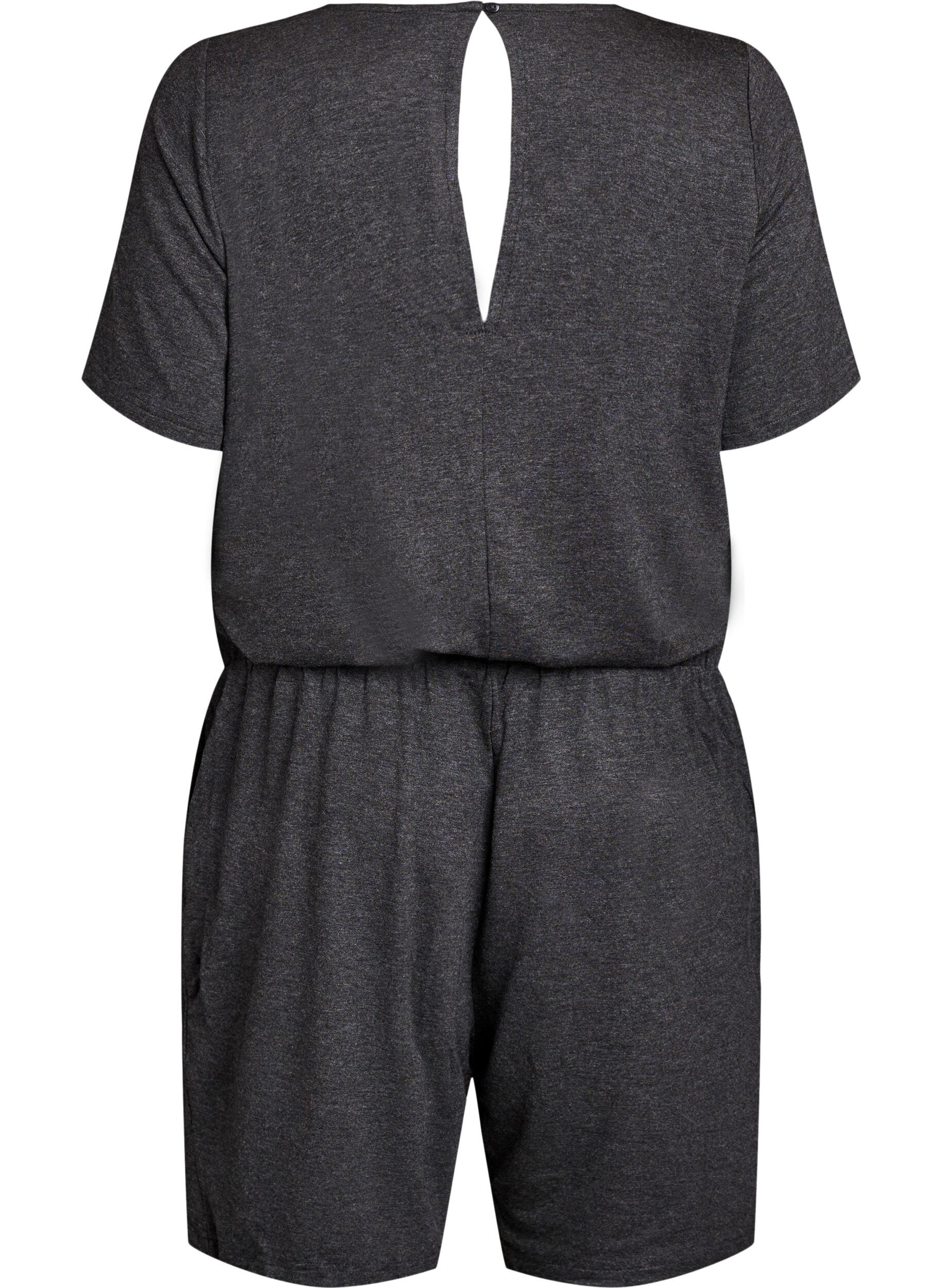 Zizzifashion Jumpsuit with short legs, Dark Grey, Packshot image number 1