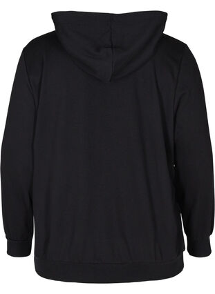 Sweatshirt with print and hood, Black, Packshot image number 1