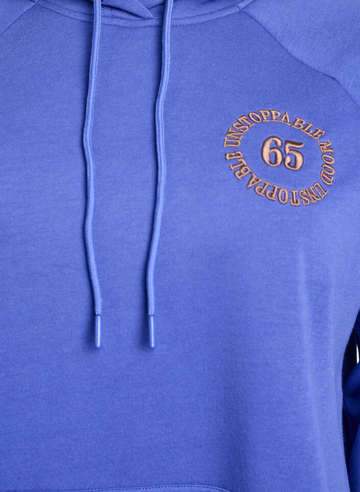 Hoodie with embroidered front motif, Blue, Packshot image number 2