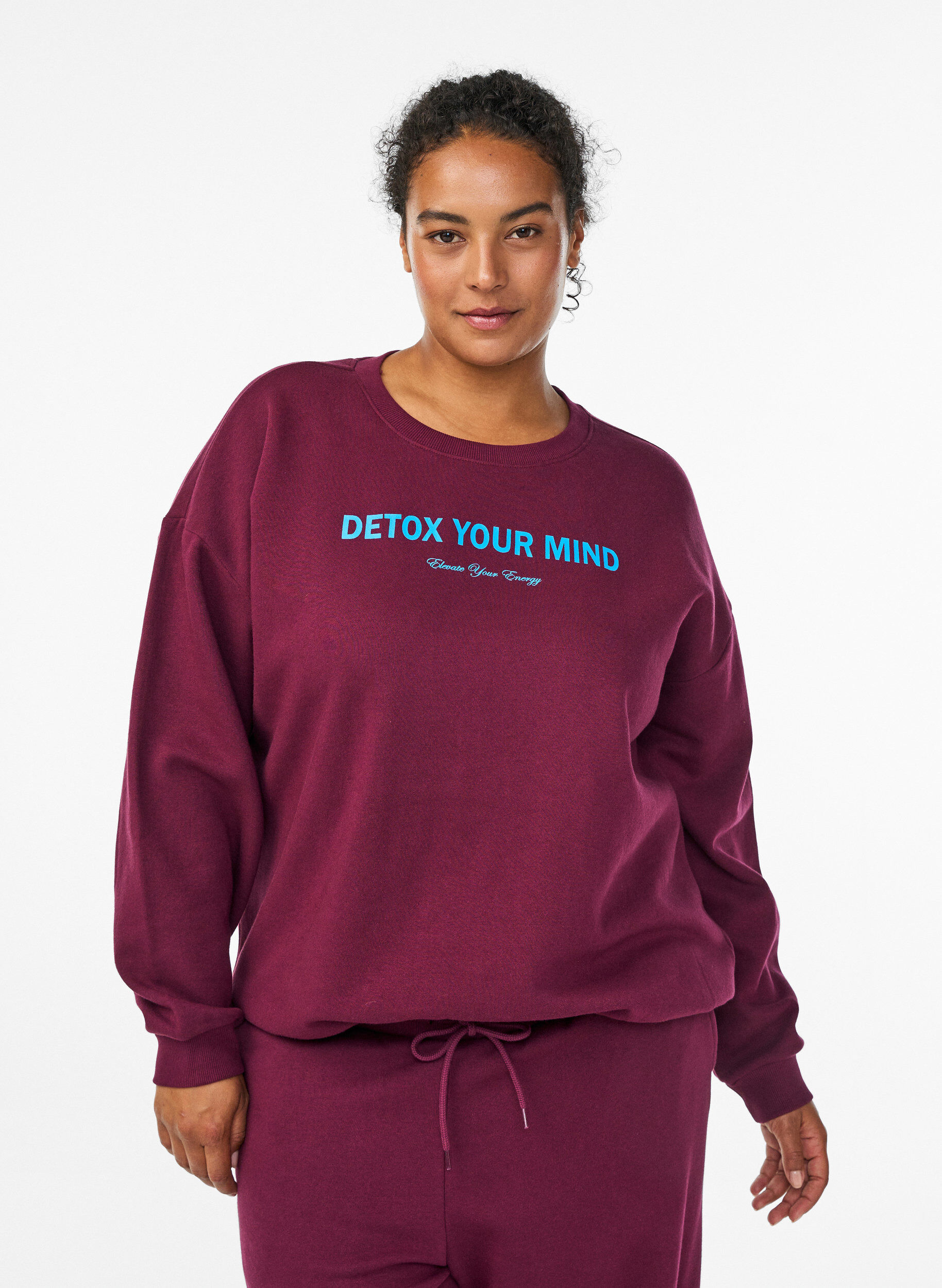 ZizzifashionSweatshirt with text print, Dark Bordeaux, Model image number 0