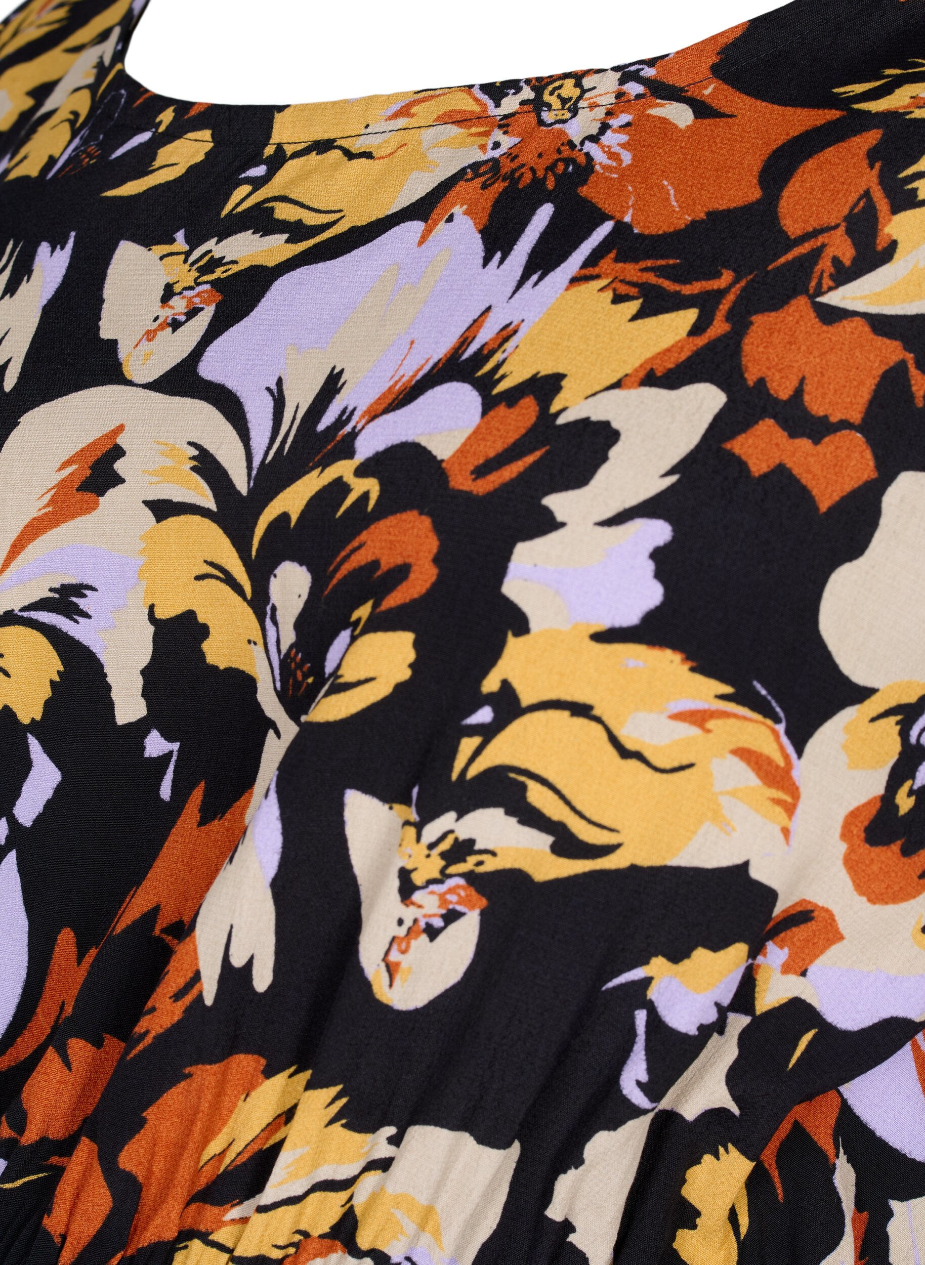 Zizzifashion Maternity blouse in viscose and floral print, Black Flower AOP, Packshot image number 2