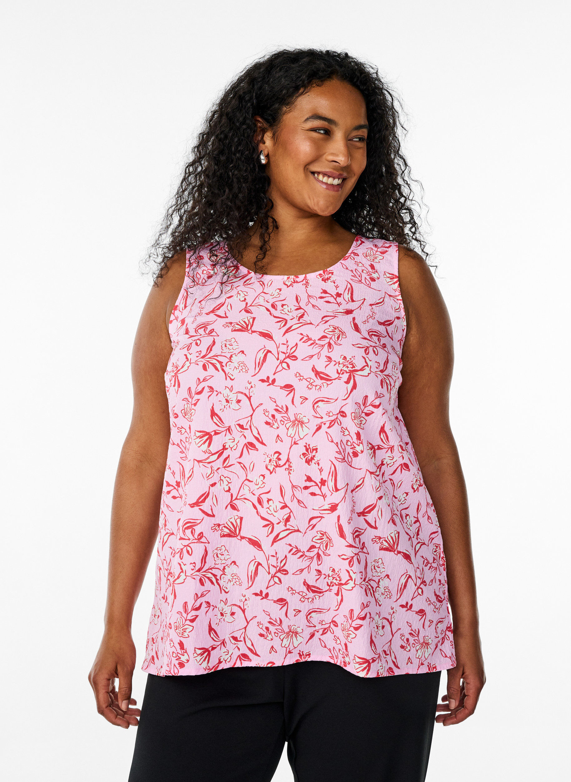 Zizzifashion Sleeveless top with texture, Red, Model image number 0