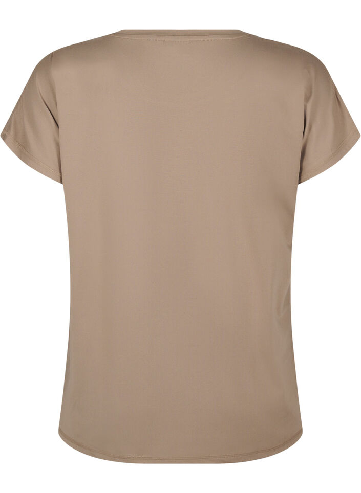 Solid-coloured workout T-shirt, Beige, Packshot image number 1
