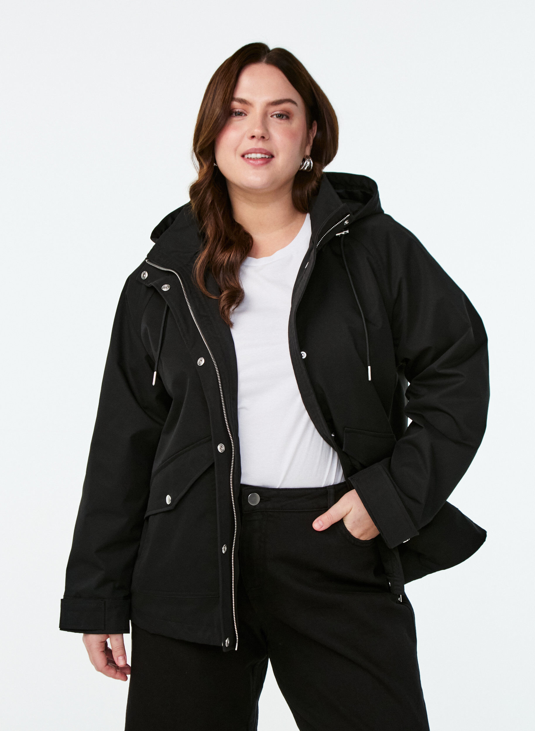 Zizzifashion Short spring jacket with a detachable hood, Black, Model image number 0