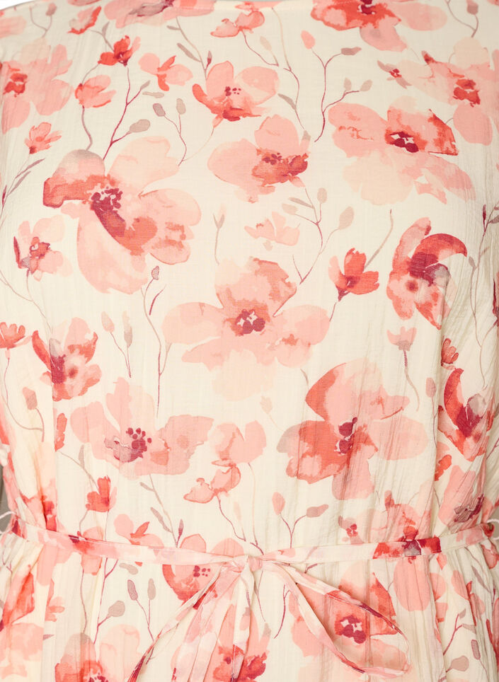 Ankle-length dress with flutter sleeves and a tie-waist, Rose, Packshot image number 2