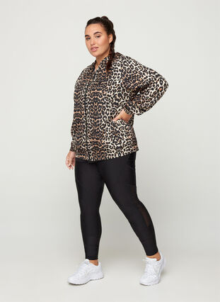 Leopard print sports jacket with a hood, Leopard Print, Model image number 2