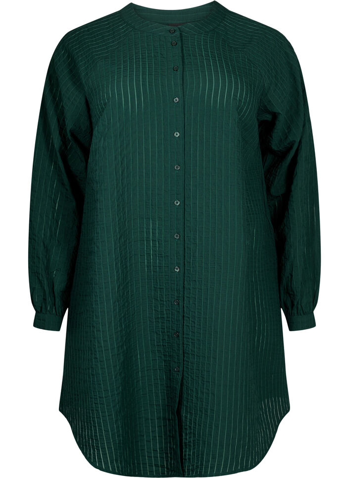 Long viscose shirt with striped pattern, Scarab, Packshot image number 0