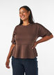 Peplum blouse with elbow-length sleeves, Brown, Model image number 0