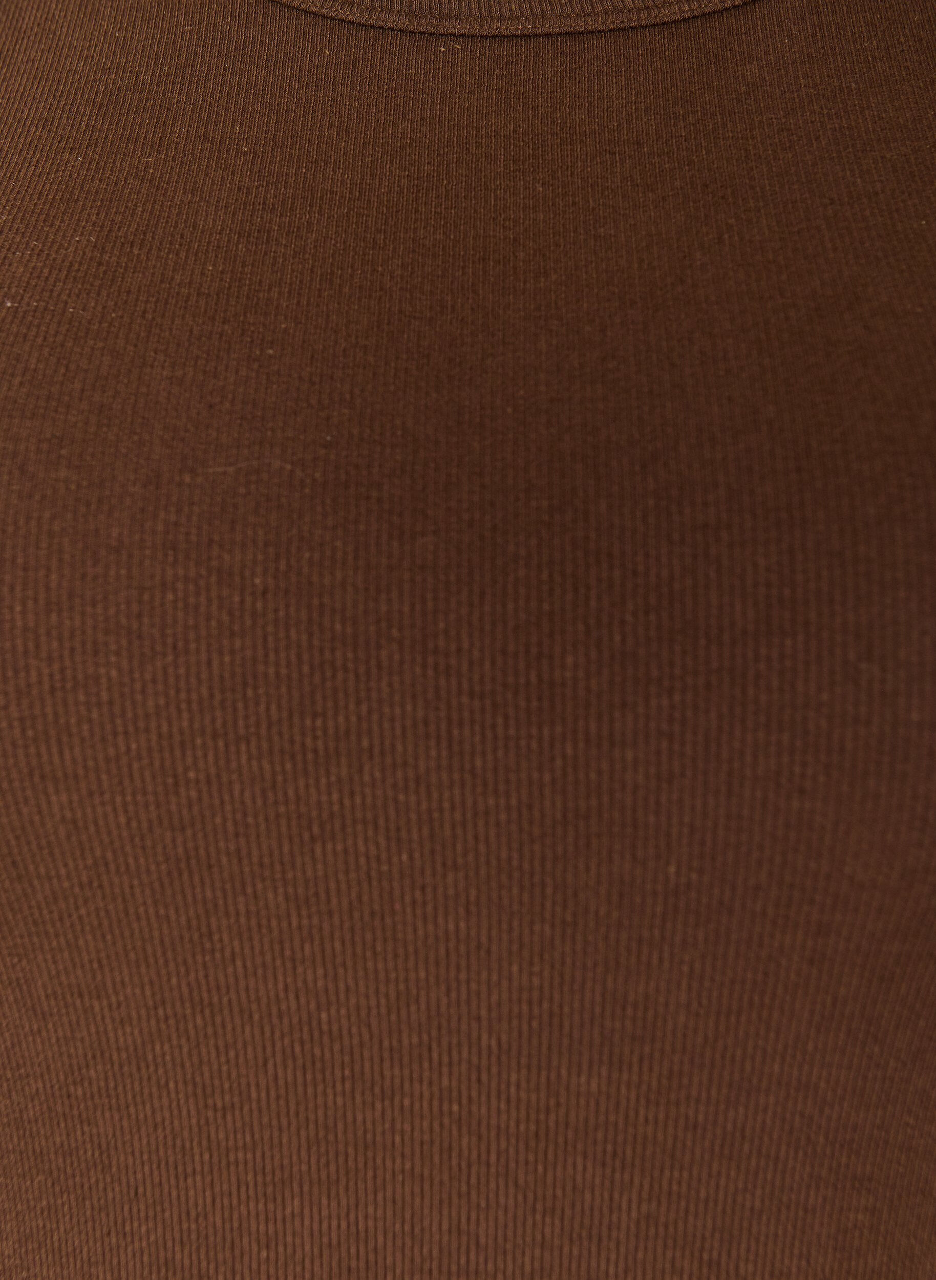 Zizzifashion Cotton ribbed top with high neck, Brown, Packshot image number 2