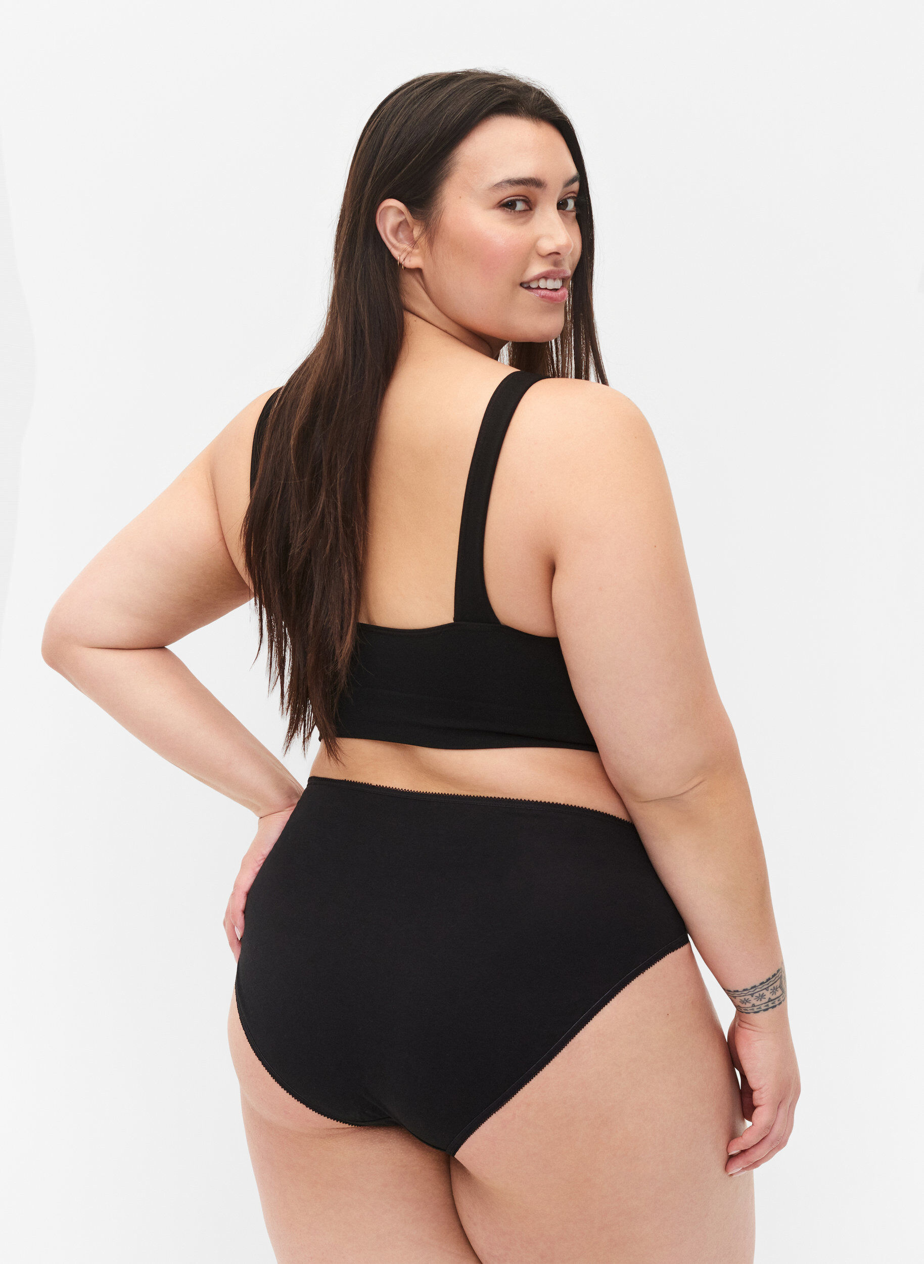 Zizzifashion 5-pack cotton knickers with regular waist, Black, Model image number 1