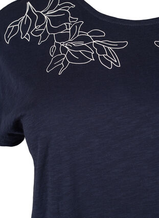 Cotton t-shirt with leaf print, Night Sky W. leaf, Packshot image number 2