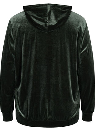 Hooded velour sweatshirt with pocket, Forest Night, Packshot image number 1