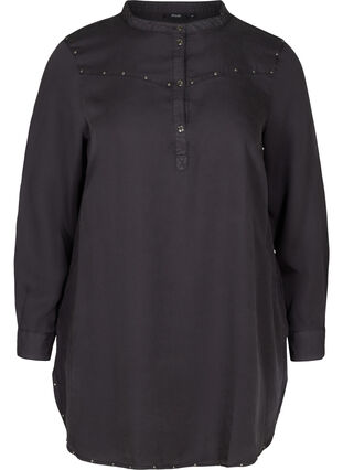 Lyocell tunic with studs, Black, Packshot image number 0