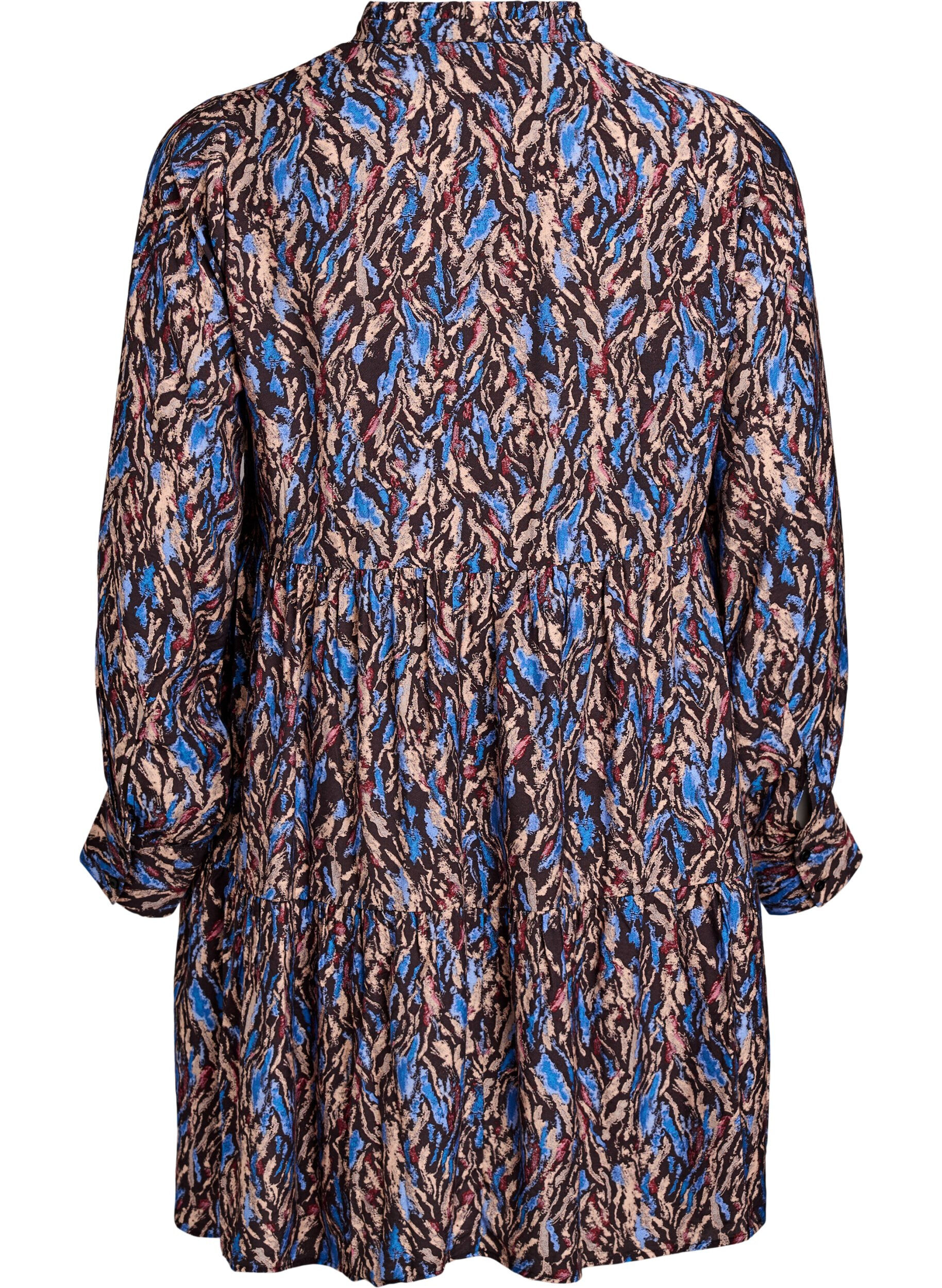 Zizzifashion A-line dress with a ruffle collar, Blue, Packshot image number 1