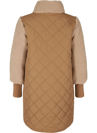 Quilted teddy jacket with pockets, Tobacco Brown Comb, Packshot image number 1