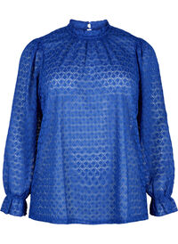Long-sleeved blouse with patterned texture