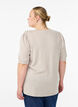 Blouse with button detail and short puff sleeves, Beige, Model image number 2