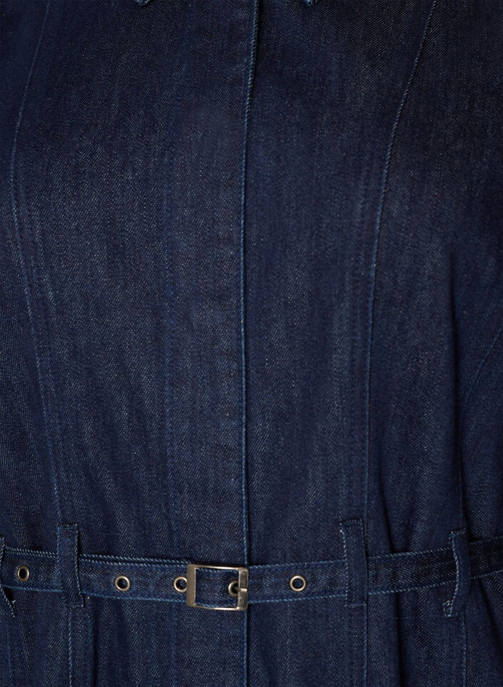 Denim dress with belt and 3/4-sleeves, Blue, Packshot image number 2