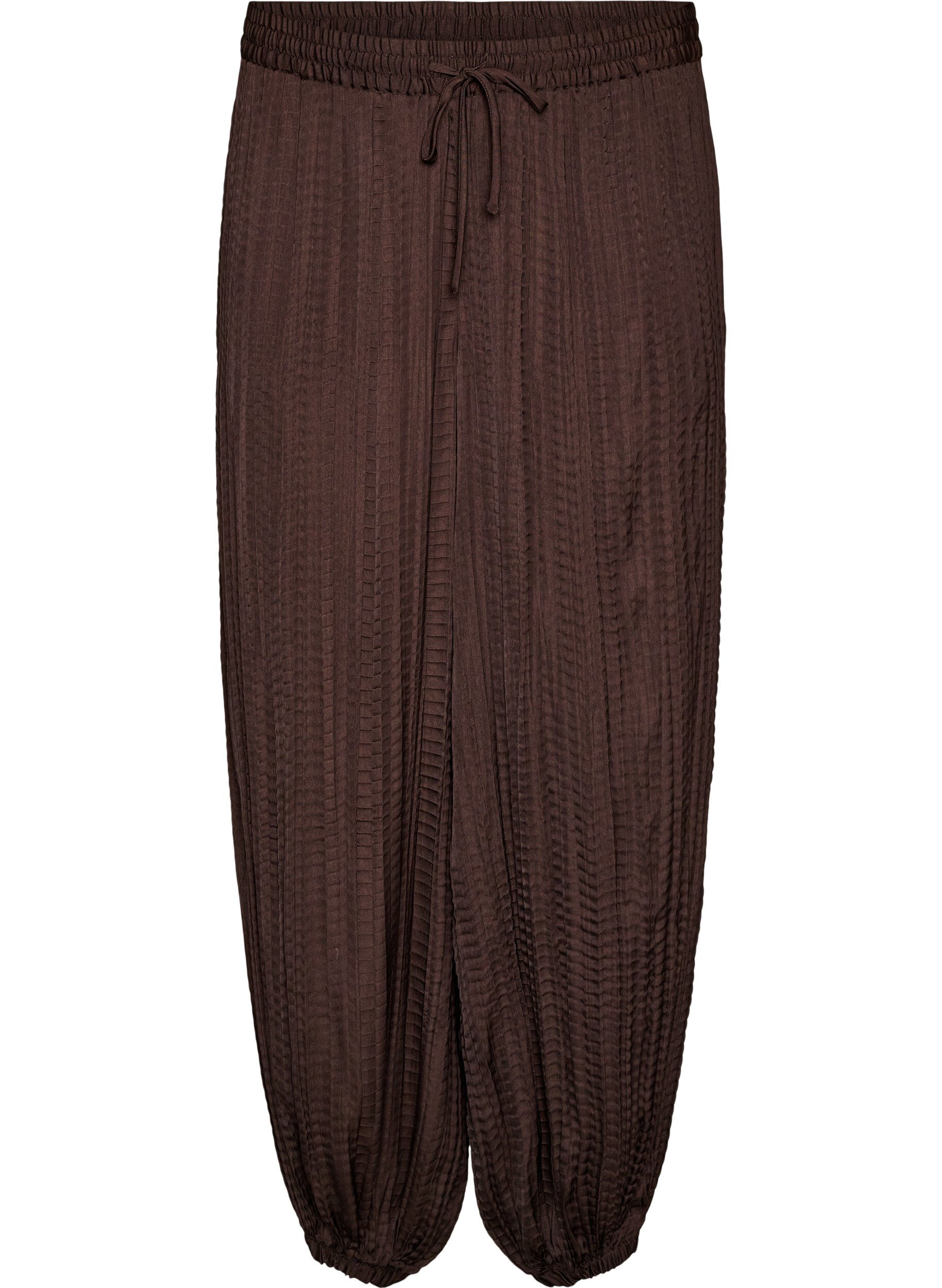ZizzifashionBalloon trousers with texture and an elasticated waist, Brown, Packshot image number 0