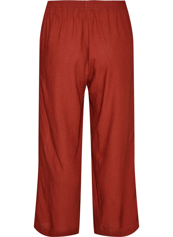 Wide-leg linen and viscose trousers, Red, Packshot