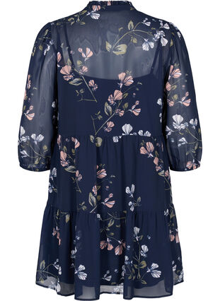 Floral print tunic with 3/4 sleeves, Night Sky Flower, Packshot image number 1