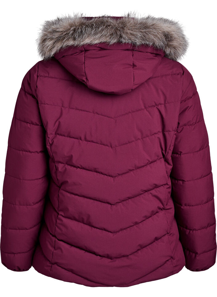 Short puffer jacket with hood, Dark Bordeaux, Packshot image number 1