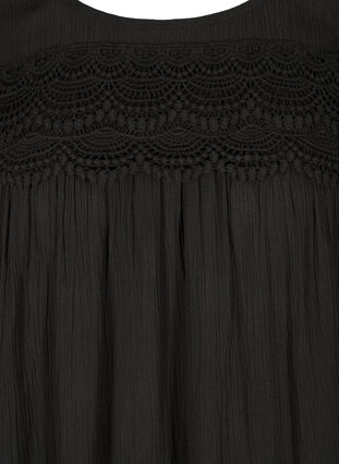 A-shape viscose blouse with lace, Black, Packshot image number 2
