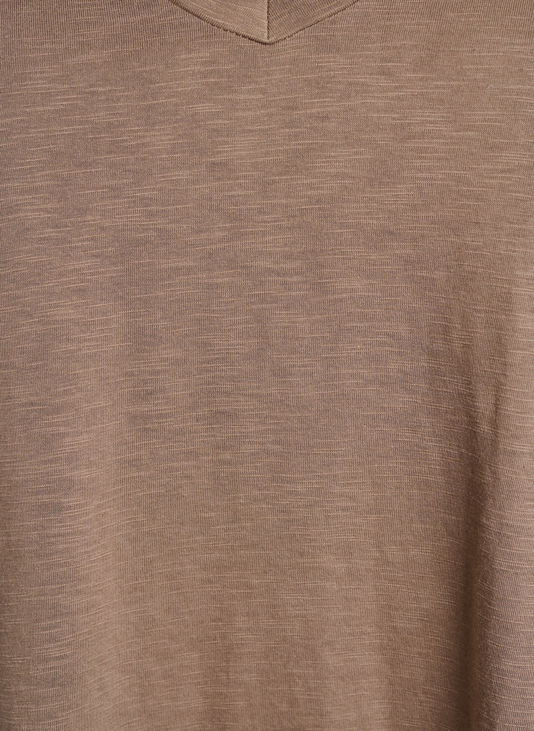 Zizzifashion Short sleeve basic t-shirt with v-neck, Brown, Packshot image number 2
