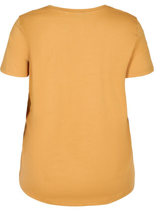 Cotton t-shirt with a v-neck and front print, Apple Cinnamon, Packshot image number 1