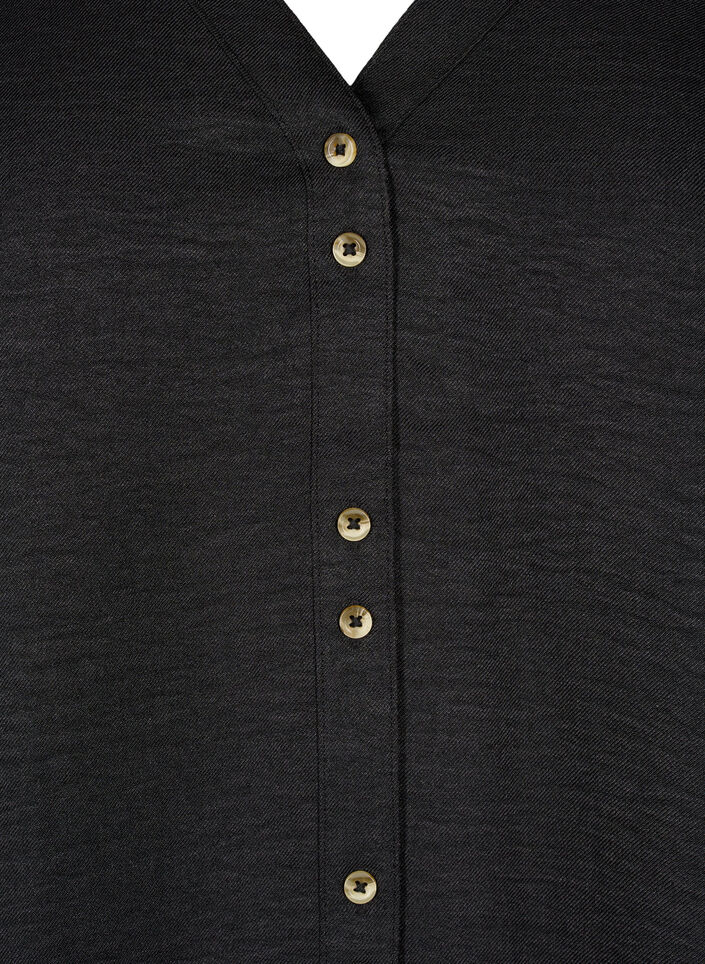 V-neck shirt blouse with short sleeves, Black, Packshot image number 2