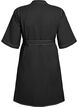 Short shirt dress with contrast stitching and tie belt, Black, Packshot image number 1