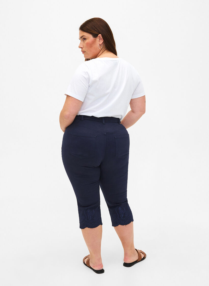 High-waisted knickers with broderie anglaise, Night Sky, Model image number 1