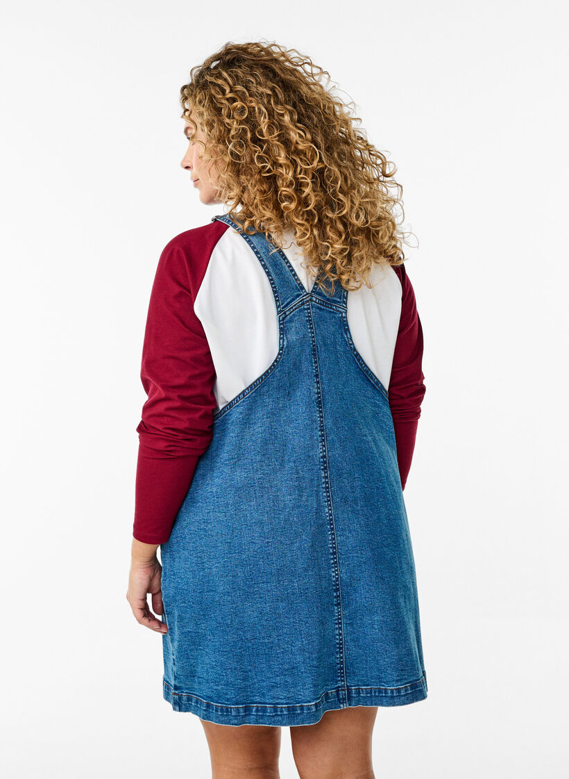 Denim dungaree dress, Blue, Model image number 2