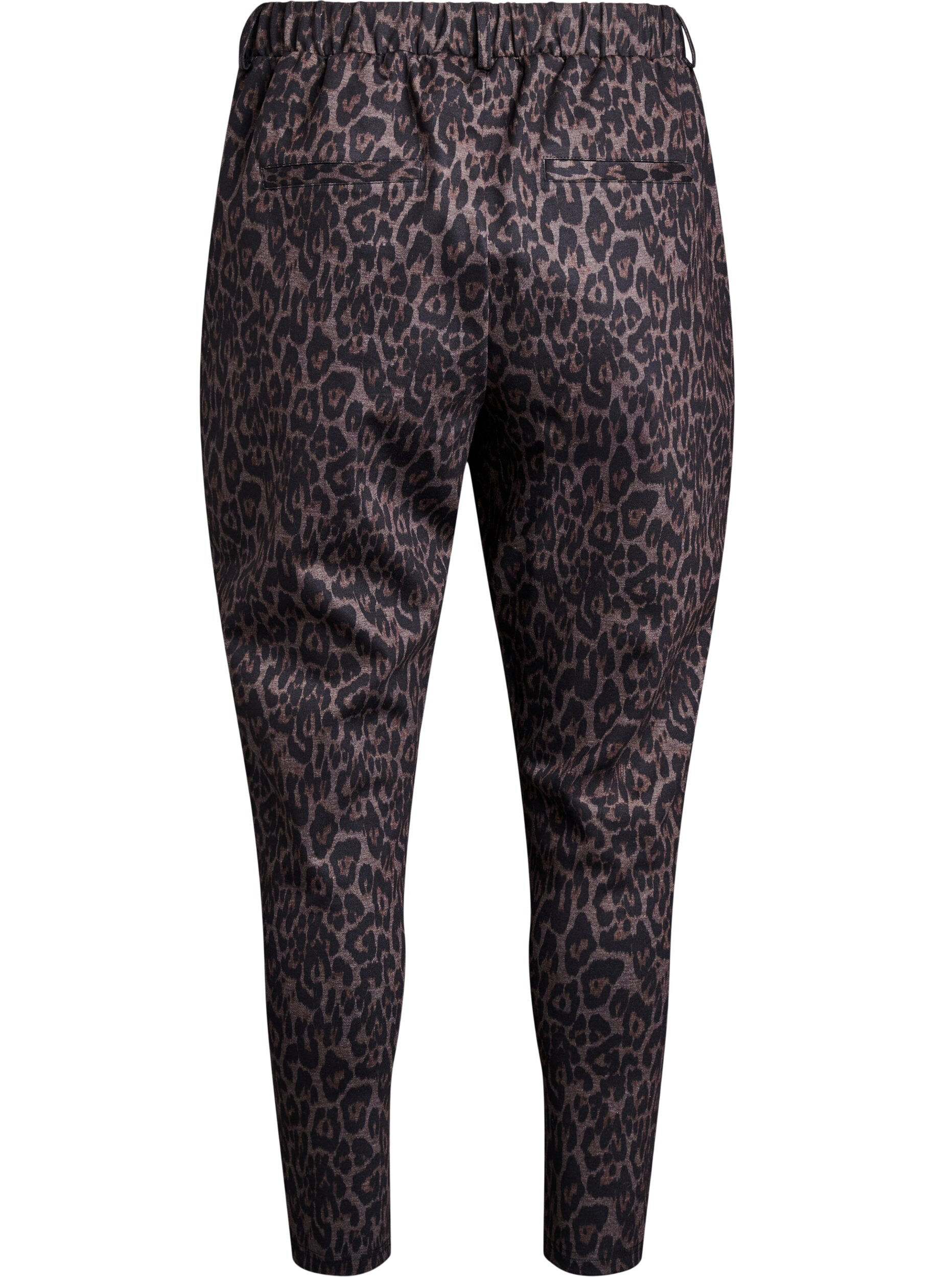 Zizzifashion Cropped trousers with leopard print, Brown, Packshot image number 1