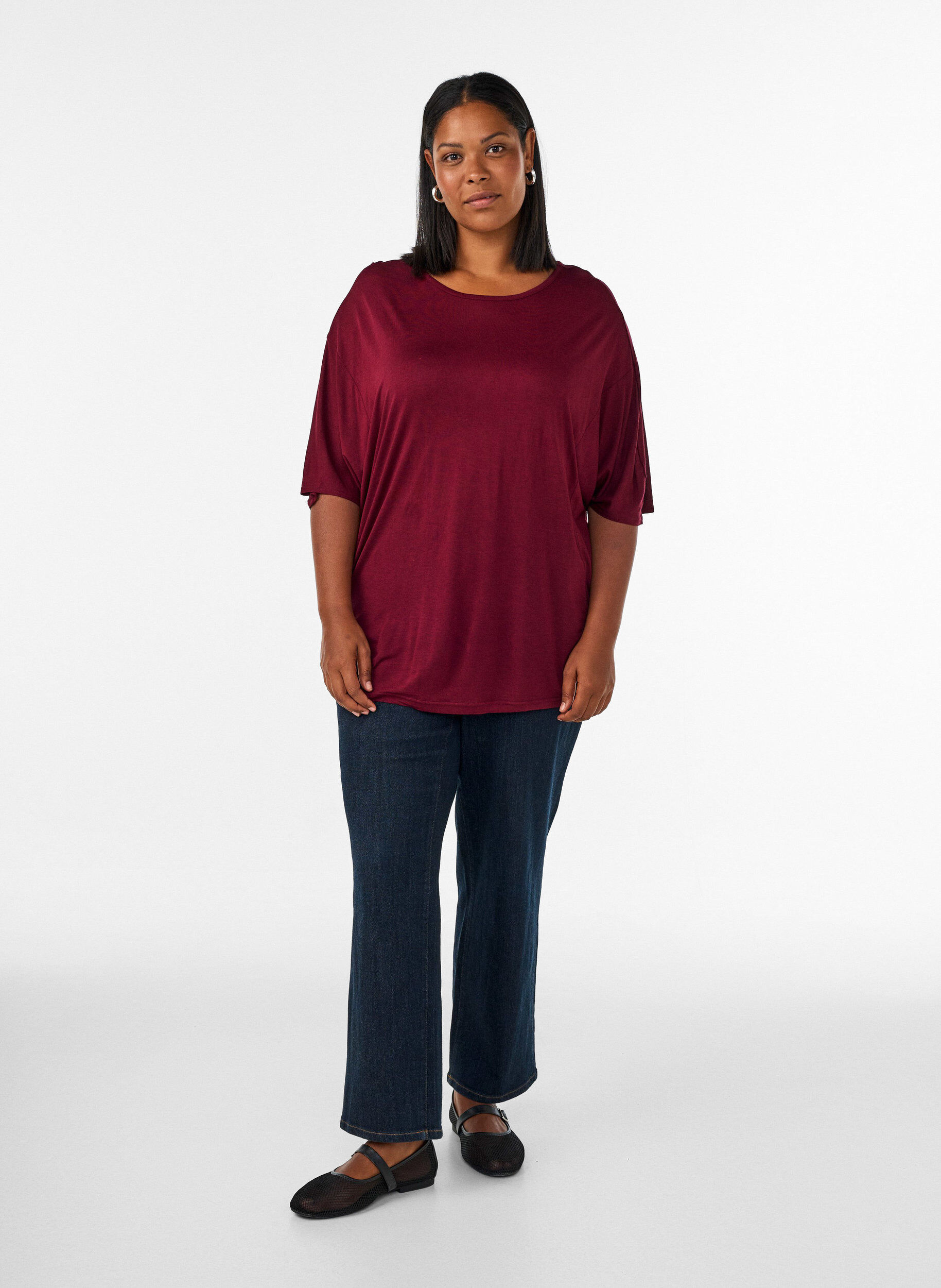 ZizzifashionLoose T-shirt in viscose jersey, Red, Model image number 1