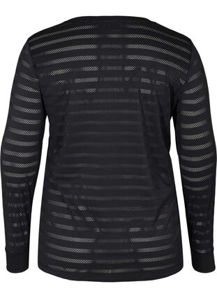 Long-sleeved exercise top with pattern, Black, Packshot image number 1