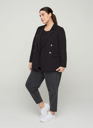 Blazer with gold-coloured buttons, Black, Model image number 3