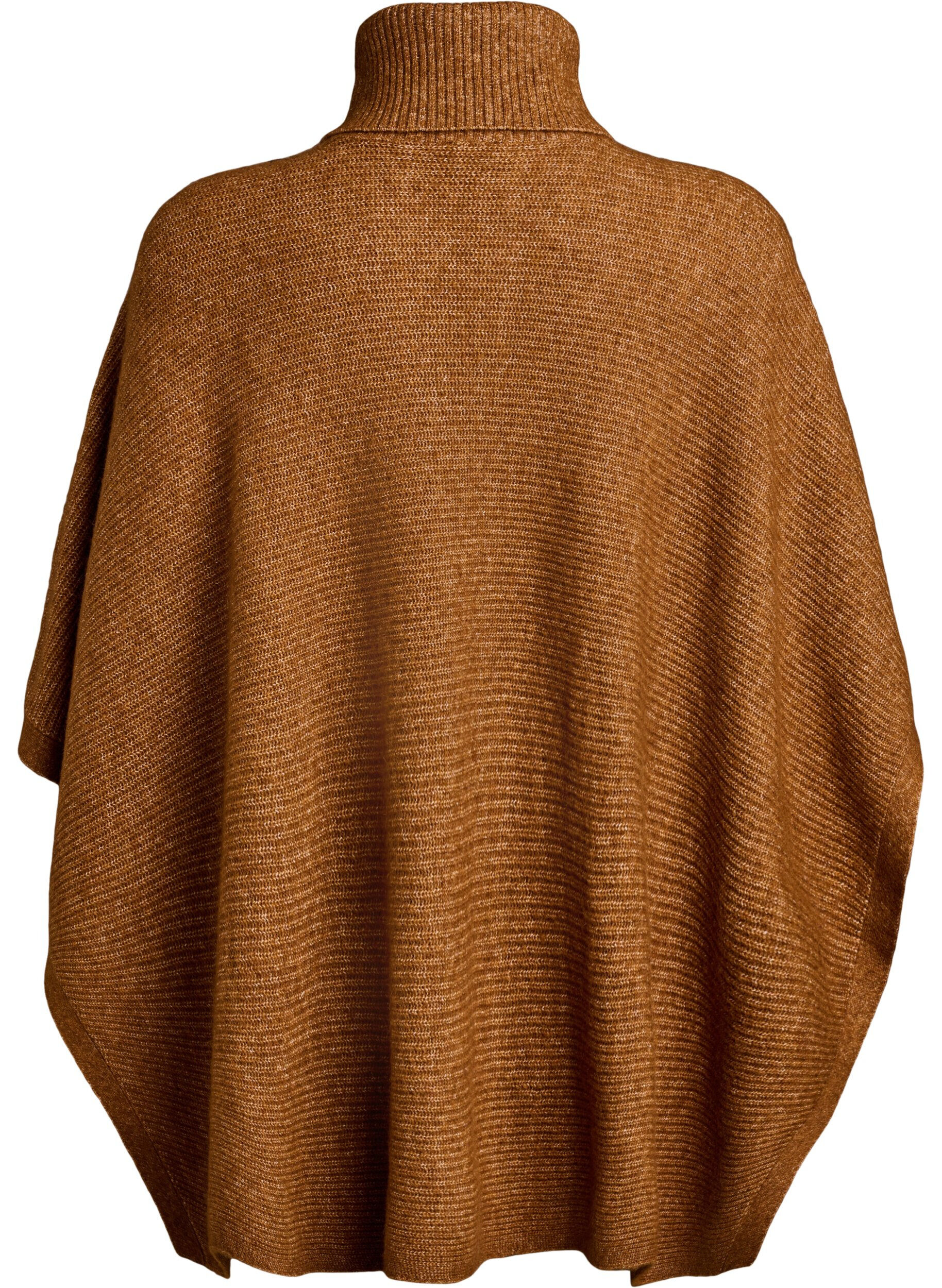 Zizzifashion Poncho with turtleneck and button detail, Brown, Packshot image number 1