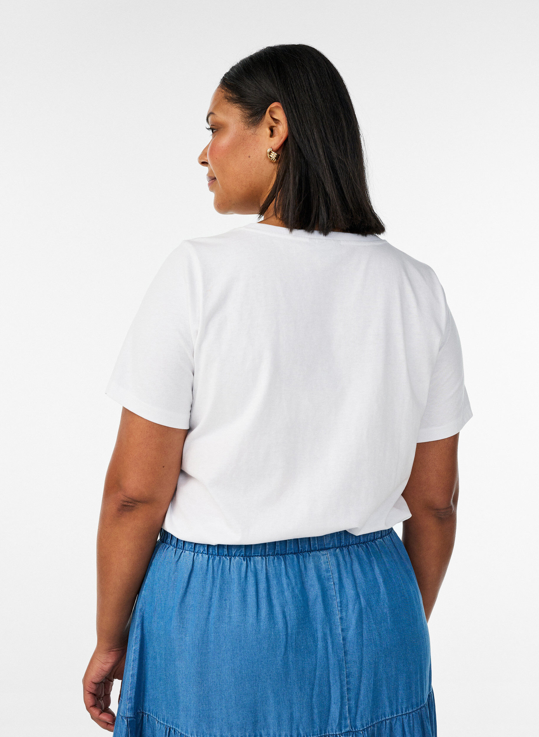 Zizzifashion Cotton T-shirt with chest print, White, Model image number 2