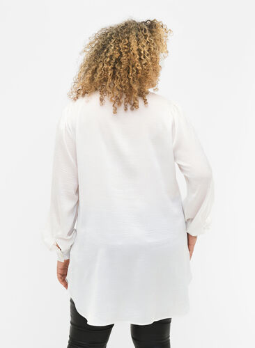 Long shirt with pearl buttons, Bright White, Model image number 1