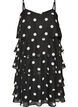Layered dress with ruffles and spaghetti straps, Black, Packshot image number 0
