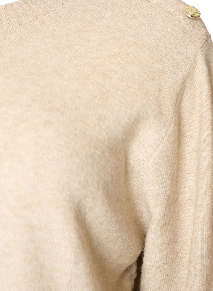 Knit blouse with button detail, Beige, Packshot image number 2
