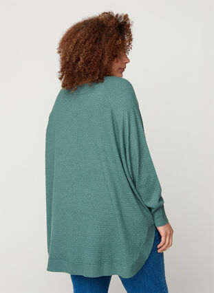Textured knitted poncho, Sea Pine Mel., Model image number 1