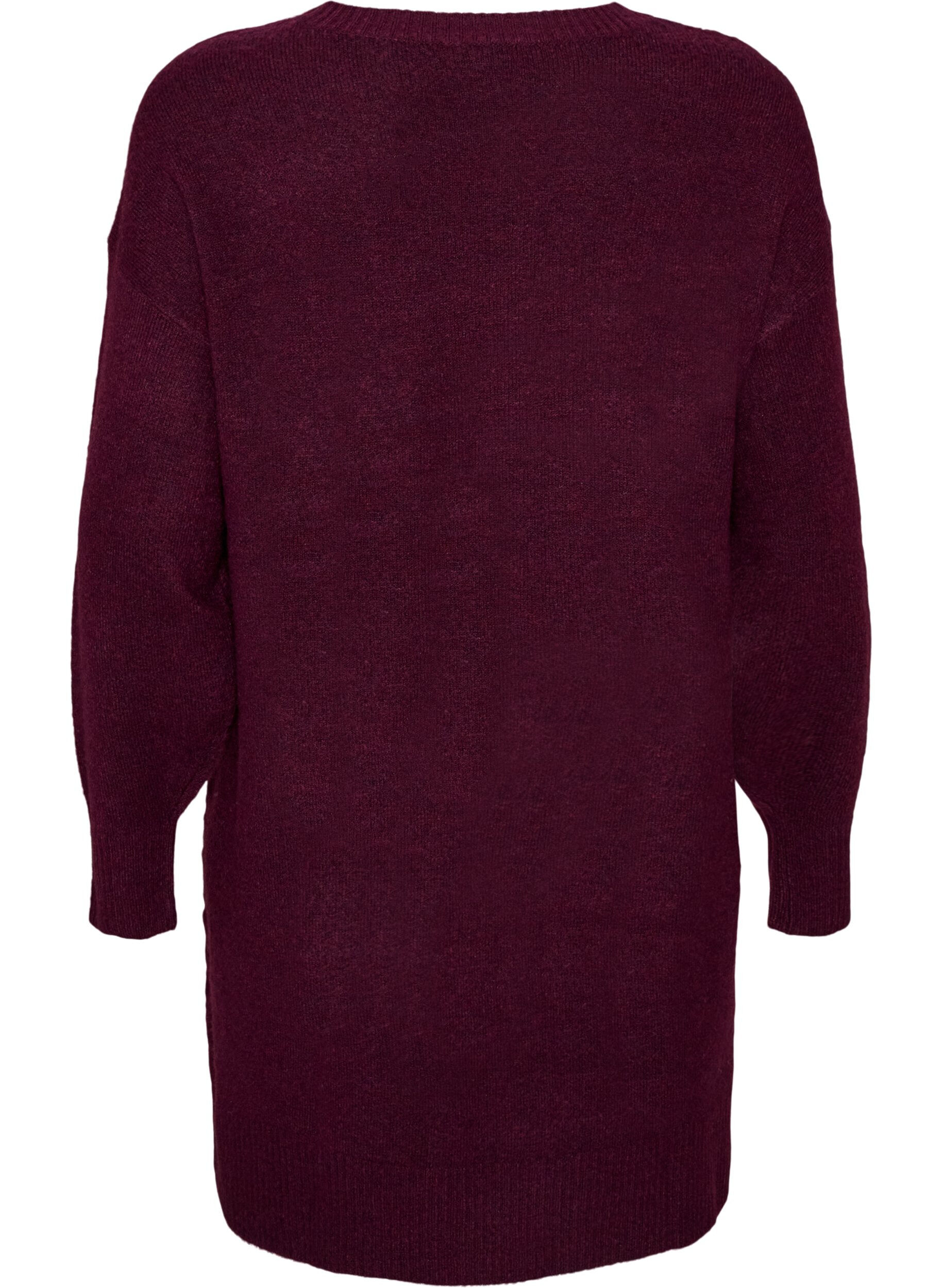 ZizzifashionShort knitted dress with a V-shaped textured pattern, Red, Packshot image number 1