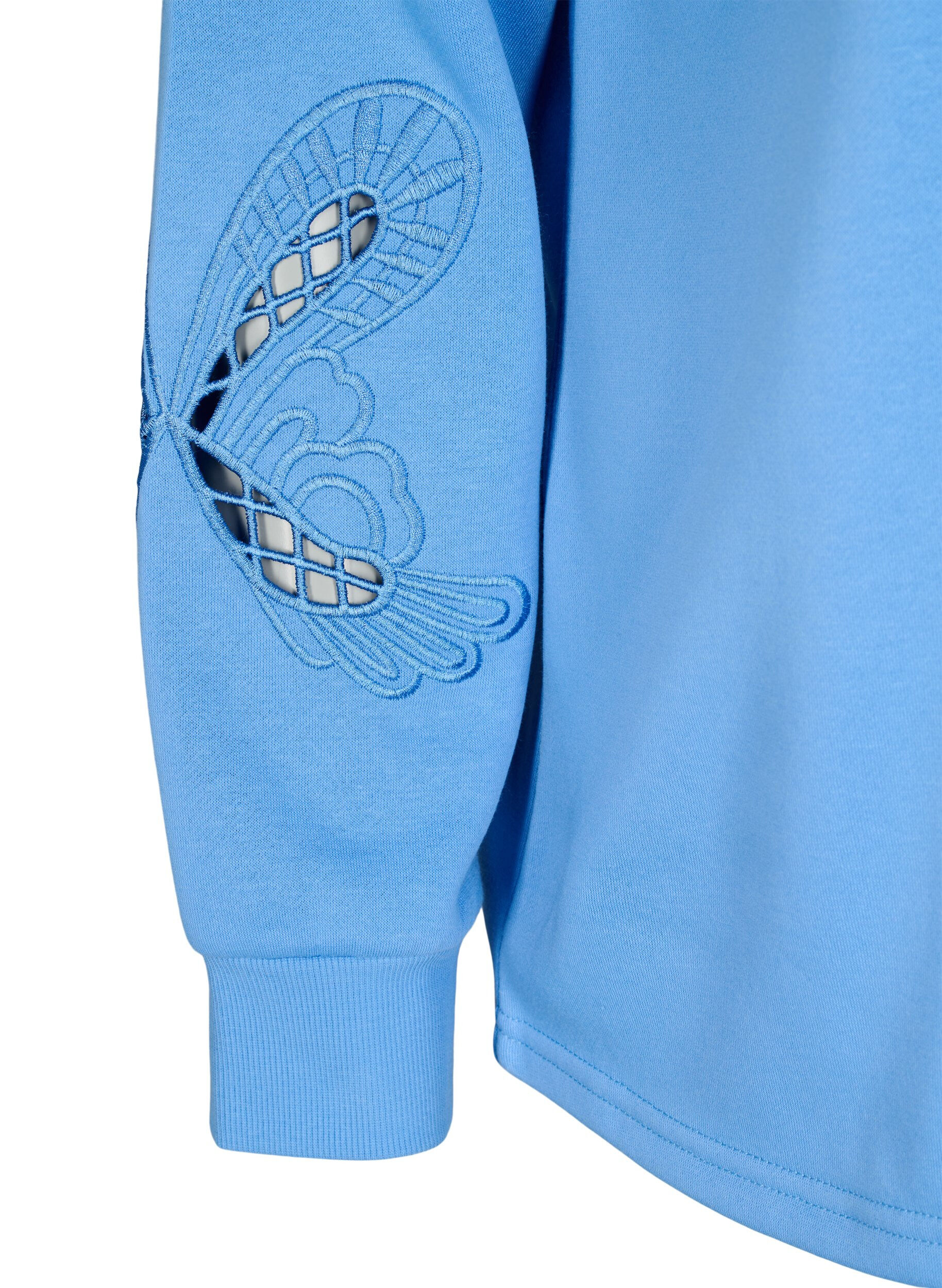 Zizzifashion Sweatshirt with embroidered cut-outs, Della Robbia Blue, Packshot image number 3