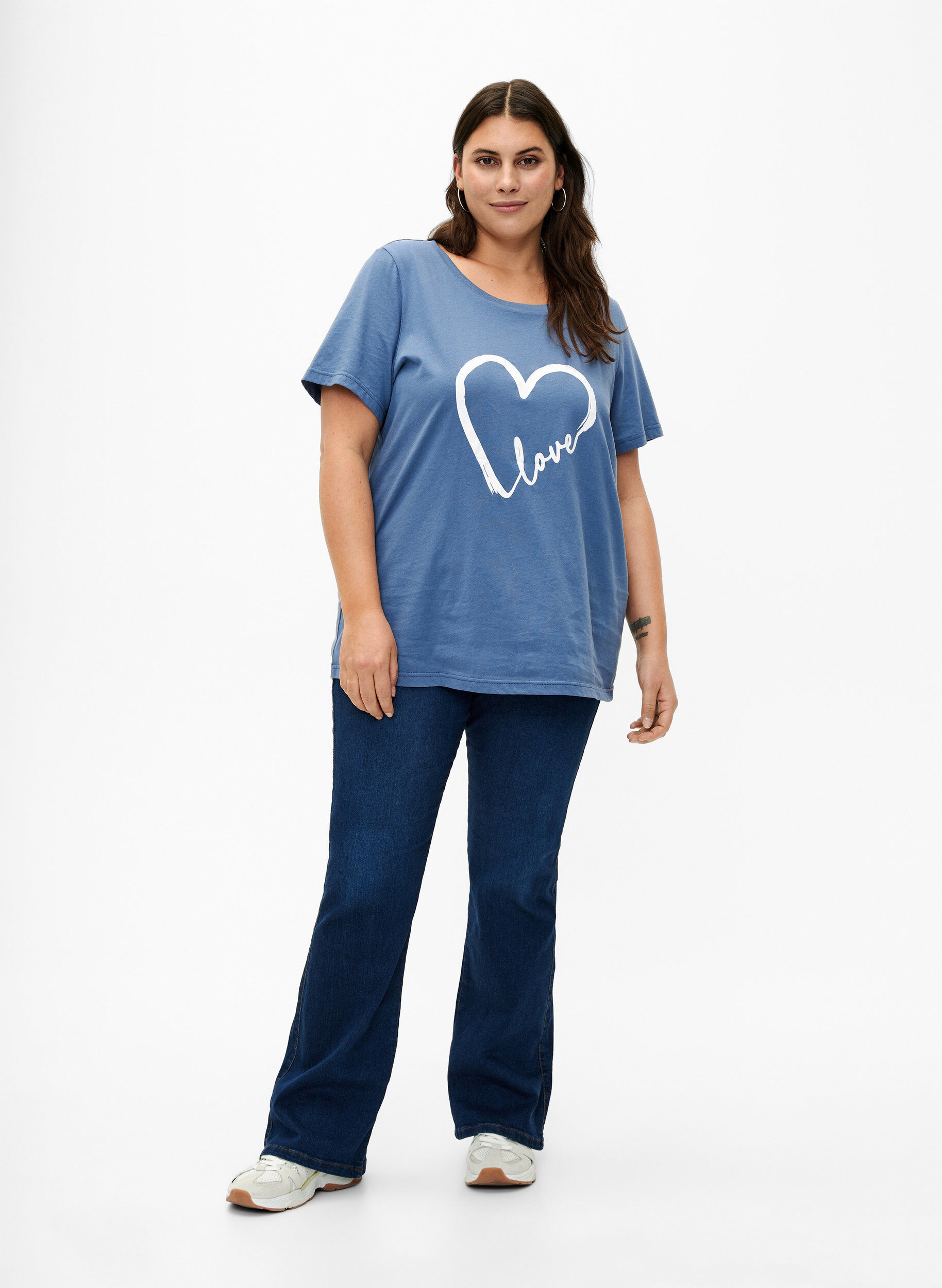 Zizzifashion Crew neck cotton T-shirt with print, Moonlight W.Heart L., Model image number 2